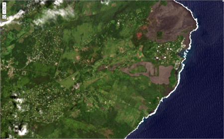 仅查看 Landsat Natural Color (3/27/2018) 图像。