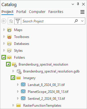 Folders、Brandenburg_spectral_resolution 和 Imagery 文件夹