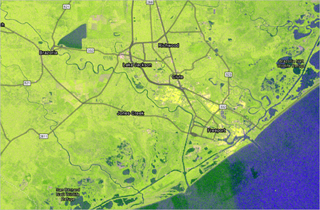 Texas_20170805_RGB.crf 已在地图中显示