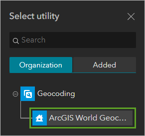 选择 ArcGIS World Geocoding Service