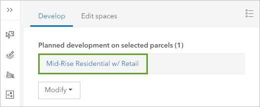 对于“所选宗地上的规划开发”，选择 Mid-Rise Residential w/ Retail