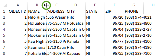 通过边缘加宽列。