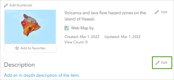 项目详细信息中的“编辑描述”。