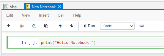 添加代码以输出 Hello Notebook!