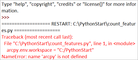 具有错误消息的 Python Shell