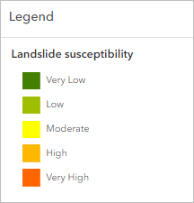 Landslide susceptibility 图层的图例