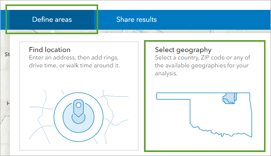 “定义区域”，“选择地理”选项