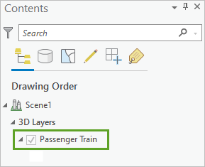 已添加 passenger_train 图层的“内容”窗格
