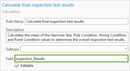 字段设置为 Inspection_Results