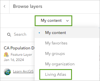 通过 Living Atlas 搜索。