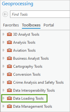 “数据加载工具”工具箱已添加至“地理处理”窗格