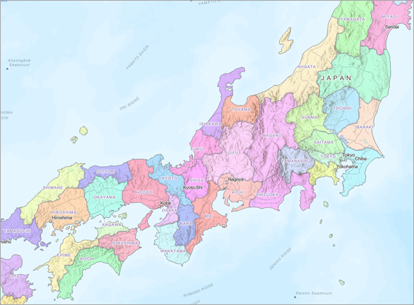 日本各县的地图