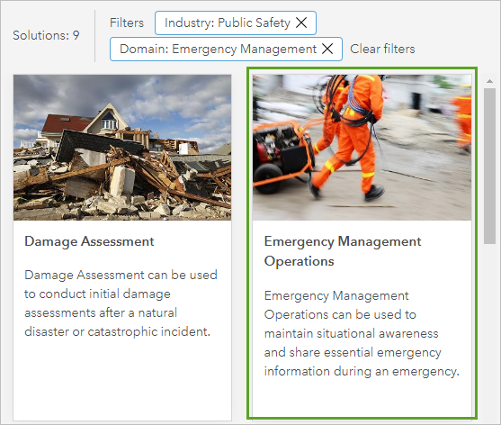 Emergency Management Operations 解决方案卡片