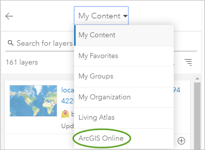 在 ArcGIS Online 中搜索
