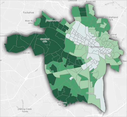 Percent Tree Canopy 图层在地图上可见