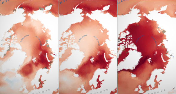 北极地区所有三个变化图层的比较