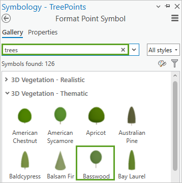 添加椴属树木符号。