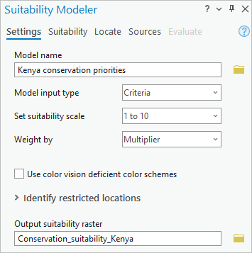 输出栅格名称设置为 Conservation_suitability_Kenya。