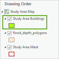 Study Area Buildings 图层移动到绘制顺序的顶部。