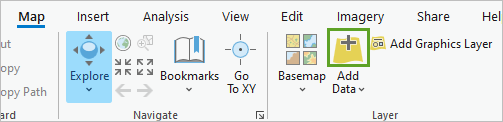 “地图”选项卡的“图层”组中的“添加数据”