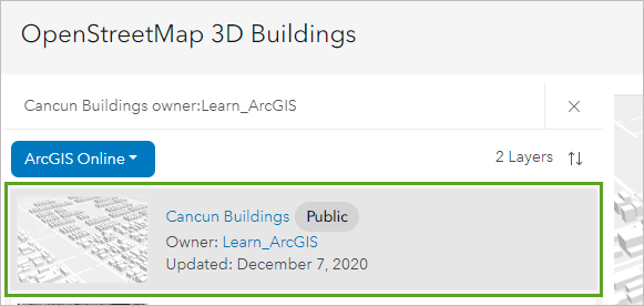 Learn_ArcGIS 拥有的 Cancun Buildings 图层