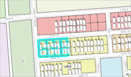 在 Calle 121 Norte 沿线选择的八个宗地