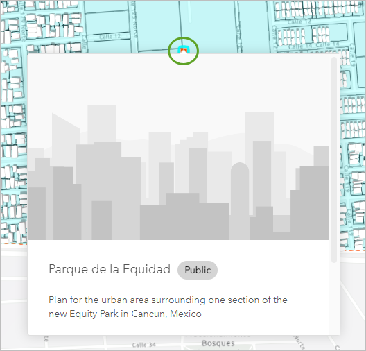 Parque de la Equidad 计划已在地图上选中