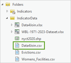 “目录”窗格中 IndicatorData 文件夹下的 Data4Join.csv 文件