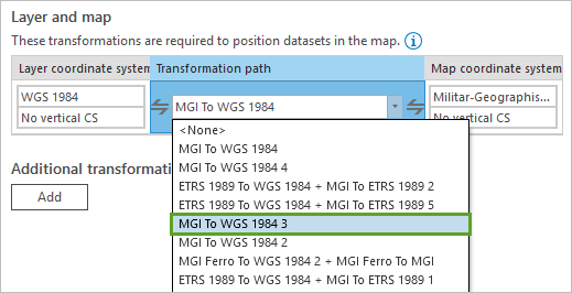 将变换更改为 MGI 转 WGS 1984 3。