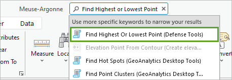 搜索“查找最高点或最低点”工具。
