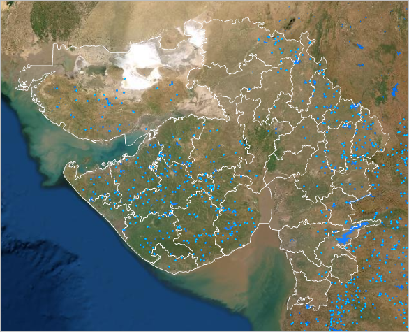 古吉拉特邦内的大坝和地区地图