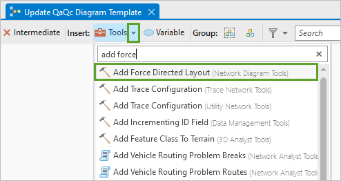 搜索并添加“力导向布局”工具。
