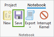 Notebook 选项卡中的“在 Notebook 中保存”组